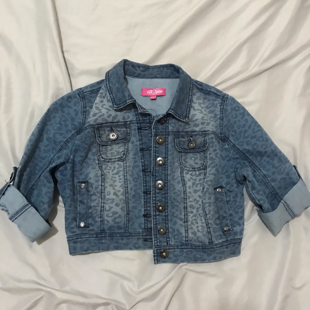 Crop Leopard Denim Jacket